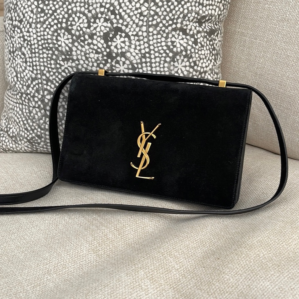 Saint Laurent Suede Monogram Small Dylan Crossbody Black Bag